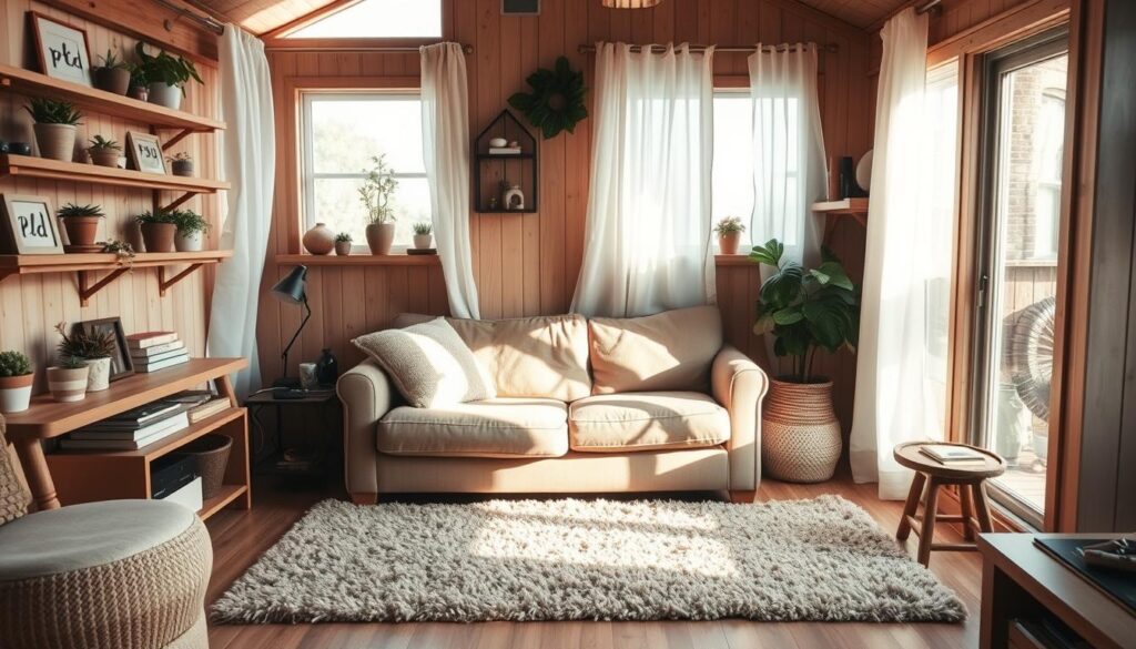 cozy tiny home living area