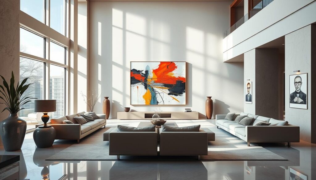 luxury interior design with art