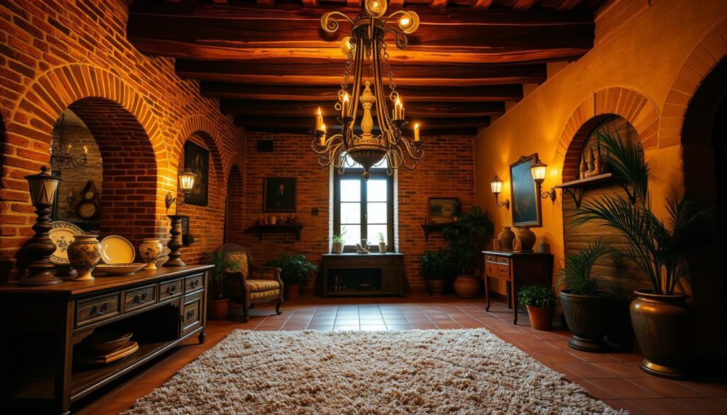 rustic Spanish interior design lighting