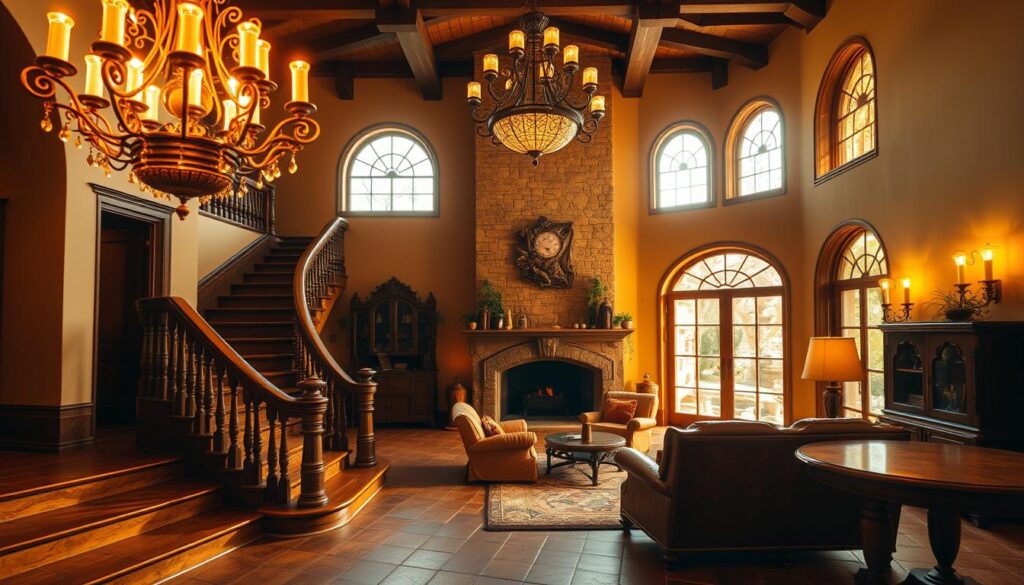 spanish villa interior design lighting